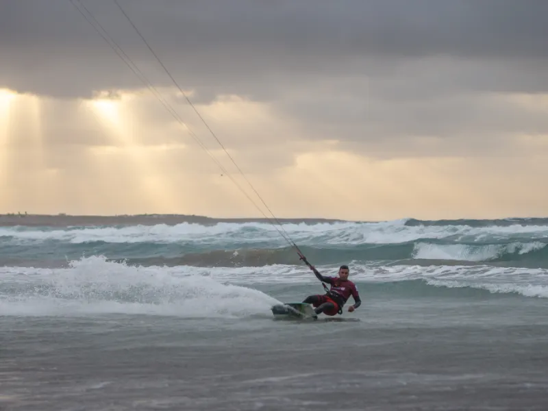 kitesurfing sunset